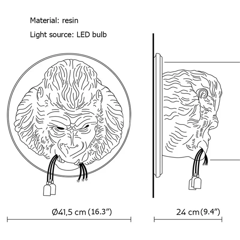 DEBBY 실내 벽 램프 고정 장치 현대 LED Sconces 홈 로비 복도에 대한 크리 에이 티브 침팬지 소설