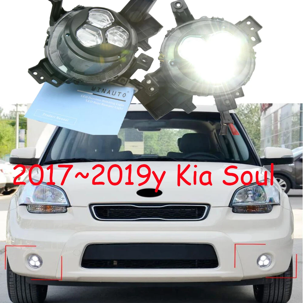 

car accessories bumper headlight for KIA soul daytime light 2017~2019y LED for KIA headlamp Fog light