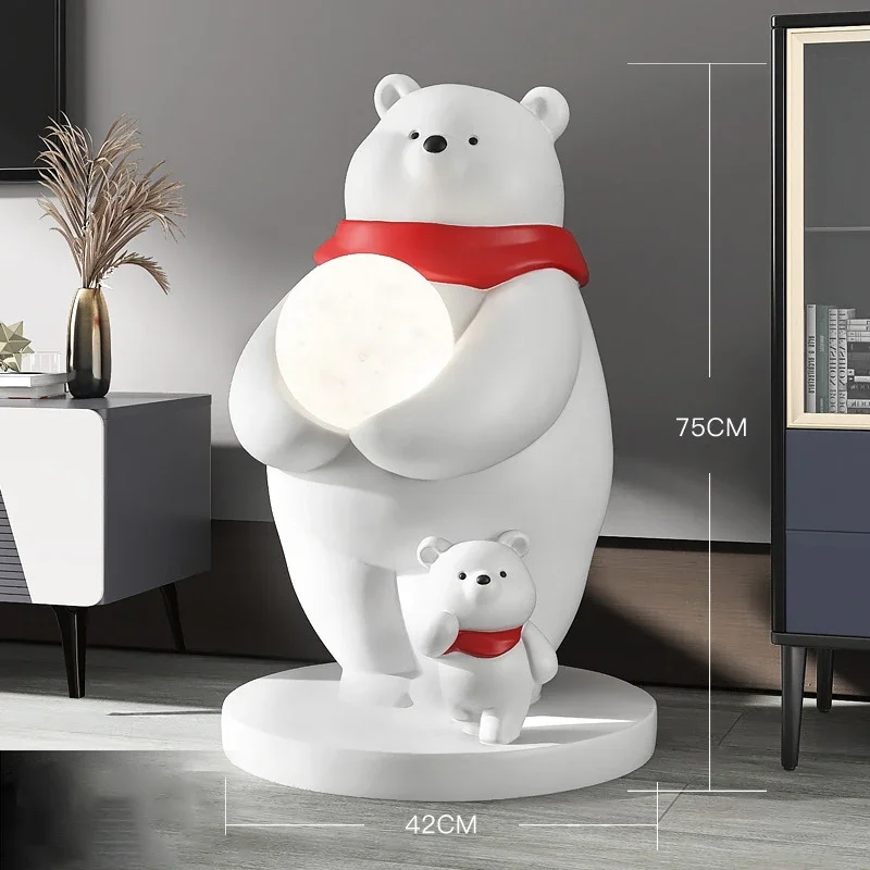 SANDYHA Polar Bear LED Floor Lamp Standing Table Light for Bedroom Living Room Indoor Lighting Home Decor Ornament
