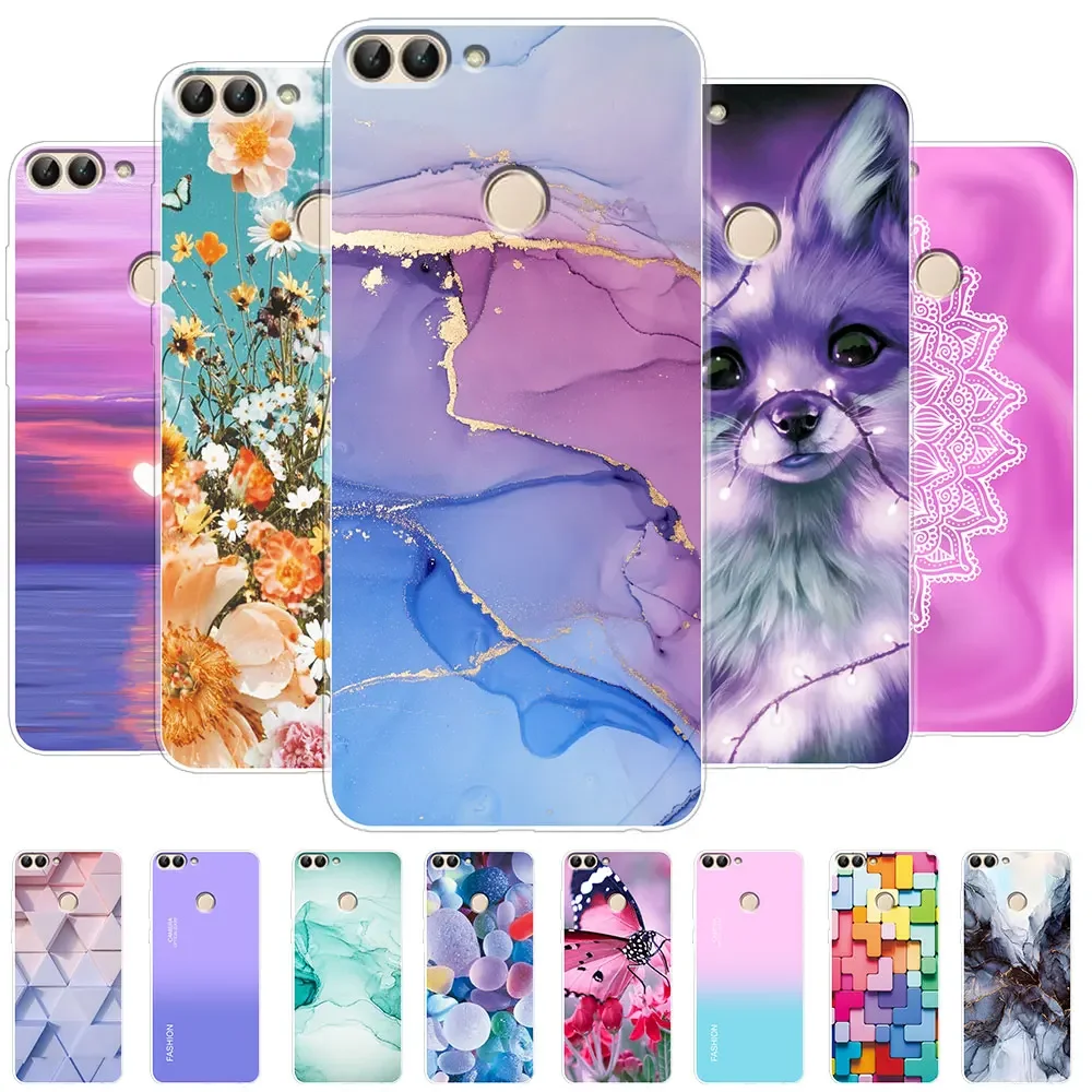 For Huawei P Smart Case Cover FIG-LX1 PSmart 2018 Chic Girl Marble Silicone Clear Phone Case For Huawei PSmart 2018 Bumper Coque