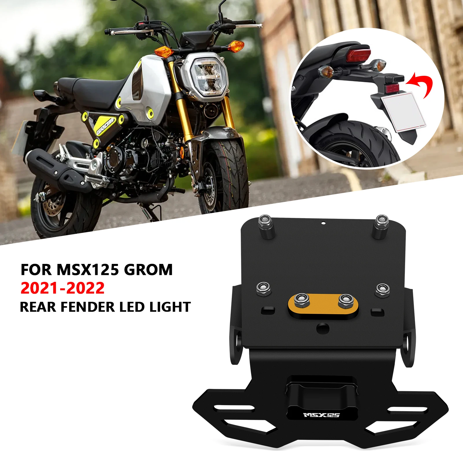 

For MSX 125 Grom 2021 2022 Motorcycle Accessories Tail Tidy Fender Eliminator LED Light MSX125 License Plate Holder