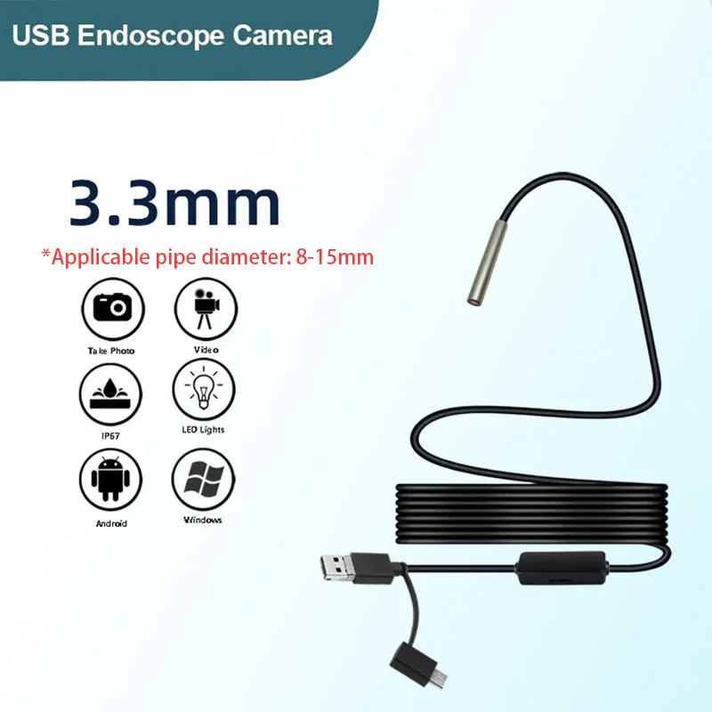OV9734 1MP 80 درجة قطر 3.3 مللي متر المنظار الترا فين مايكرو التفتيش دي canalisations الصناعات