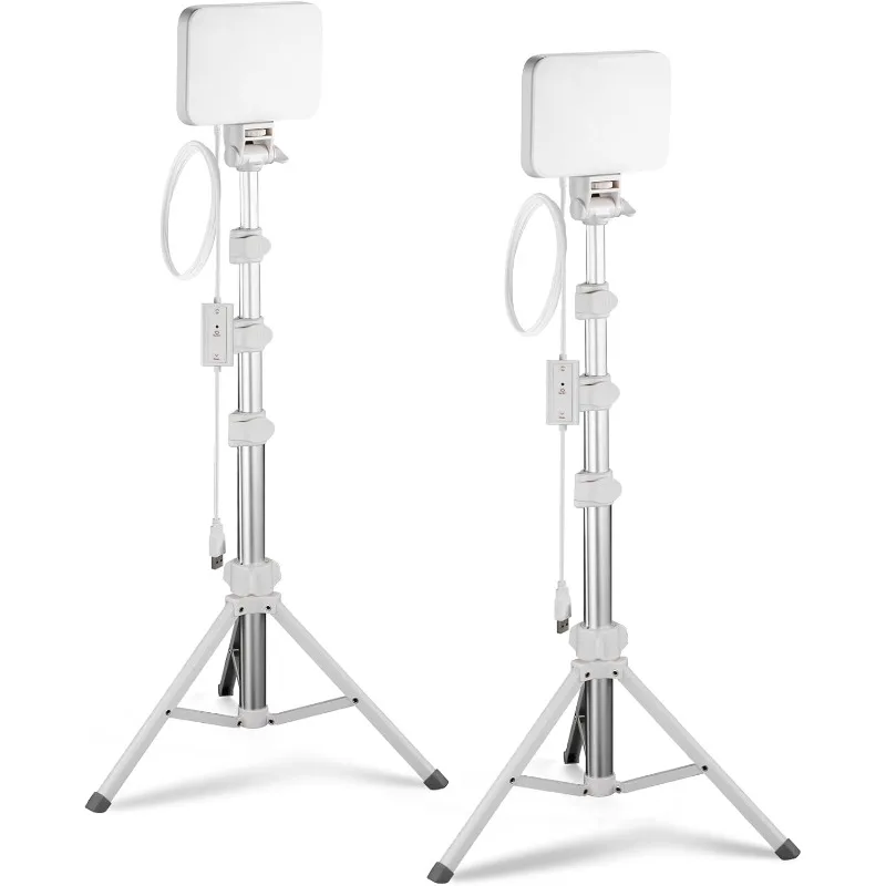 

BP66 LED Video Light Panel Lighting Kit 2 Pack, Dimmable Bi Color 3200K&5600K CRI 95 750lux USB Studio Light with Tripod Stand &