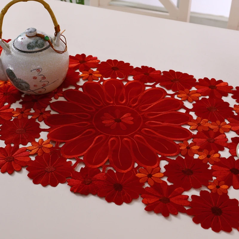 Table Runner Embroidered Christmas Dining Table Centerpiece Decoration Xmas New Year Home Kitchen Party Decor