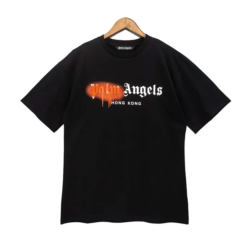 High Quality Palm Angels Summer New Angel Printing Embroidery Cotton Round Neck Casual Fashion Men and Women Couple T-Shirt Tops