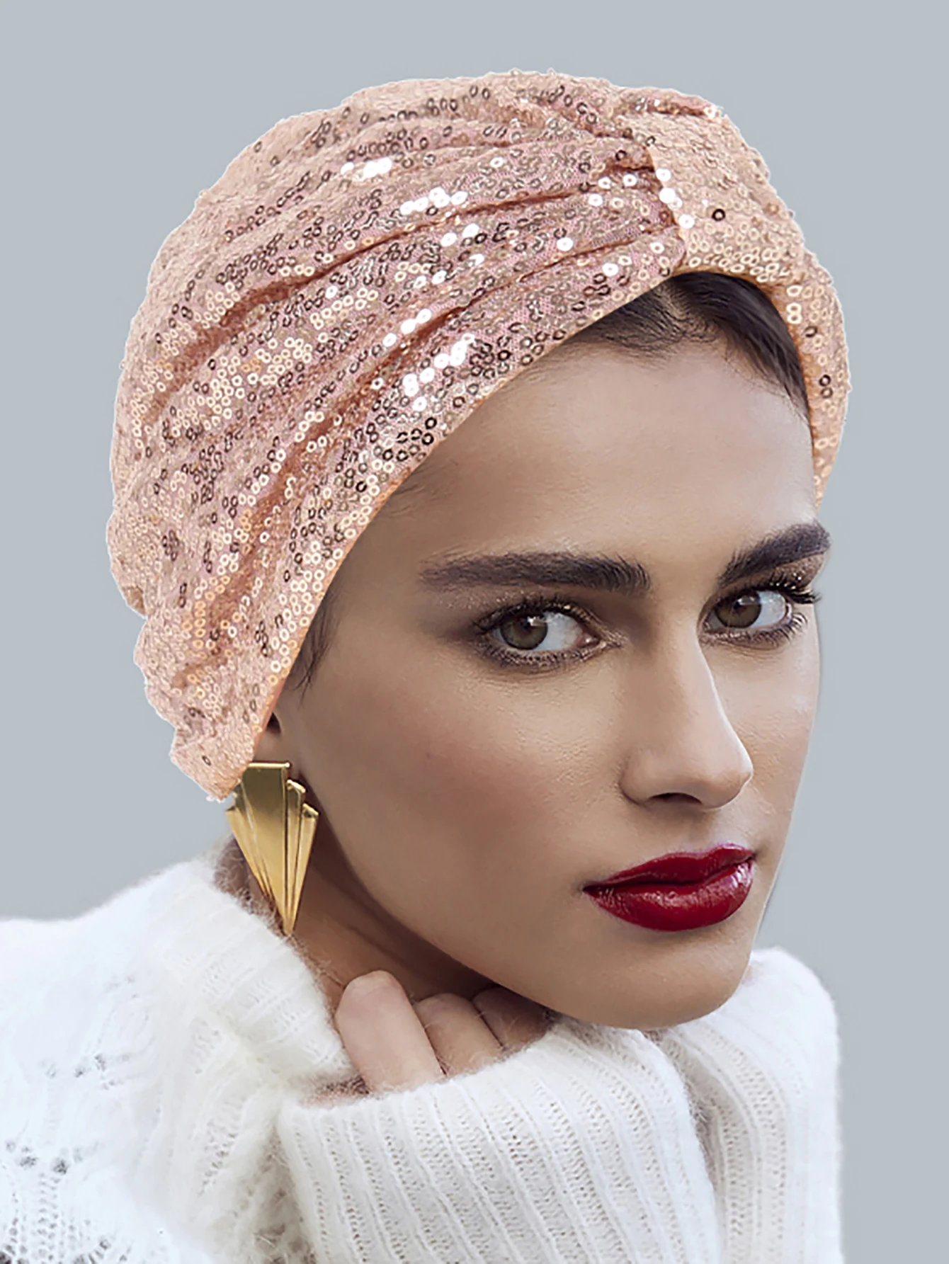 Ramadan Muslim Fashion Sequin Turban Cap Women Hijab Islamic Chemo Cap Head Scarf Ladies Head Wrap Trendy Indian Hijab Hat