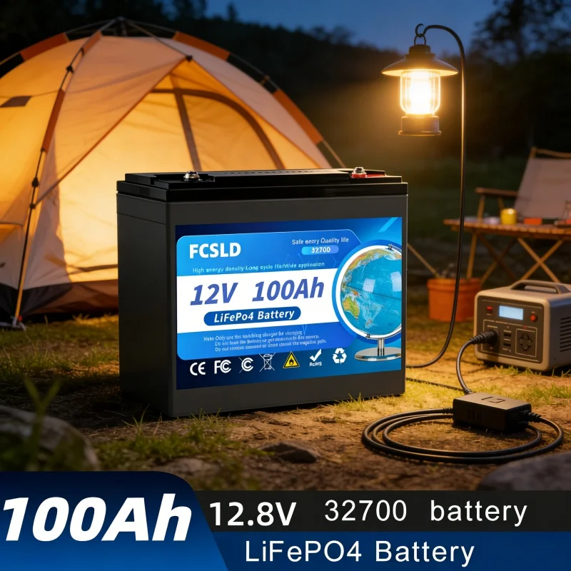 2026 New LiFePO4 12.8V 100Ah Battery Capacity Built-in 200A BMS 6000 Deep Cycles Perfect for Camping Solar Home Backup