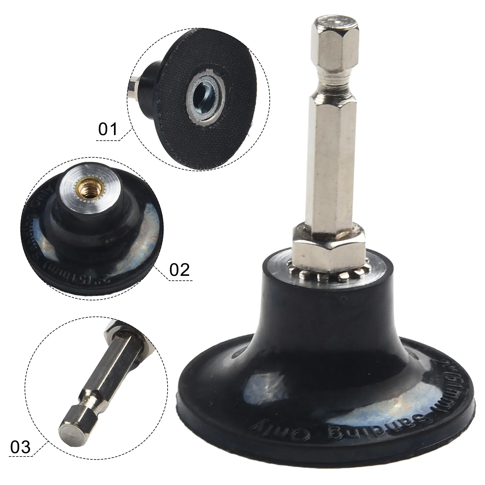 

Rotary Disc Pad Holder Maintenance Metal Parts Repairing Round Shank Rubber 1 4 ' ' Hex Shank 2Inch 3Pcs set 45mm