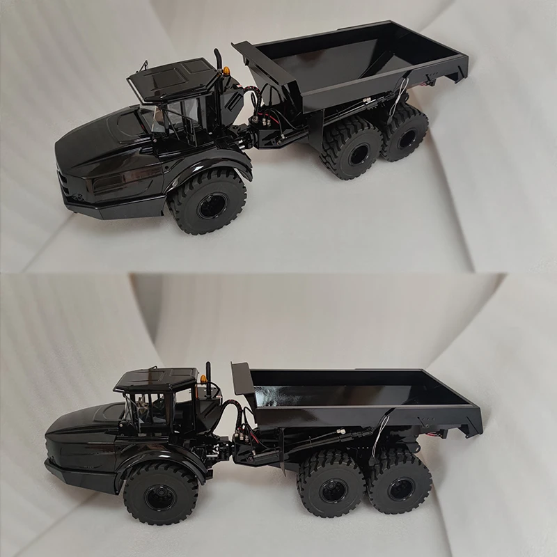 Black A40G 1/14 Hydraulic XDRC  RC Articulated Truck 6x6 Dumper RTR Scale Simulation Full Metal Model Sound Light Radio Tipper