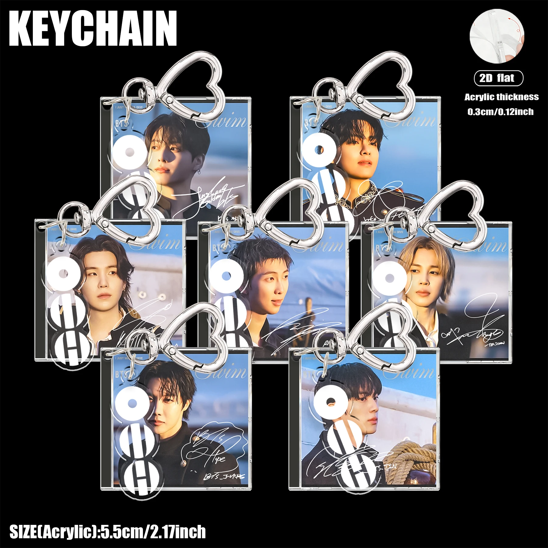 OT7,B-BTS,ARMÉE,ARIRANG ​ ​ Porte-clés en acrylique, accessoire de sac durable, cadeau mignon pour les fans de l'ARMÉE.