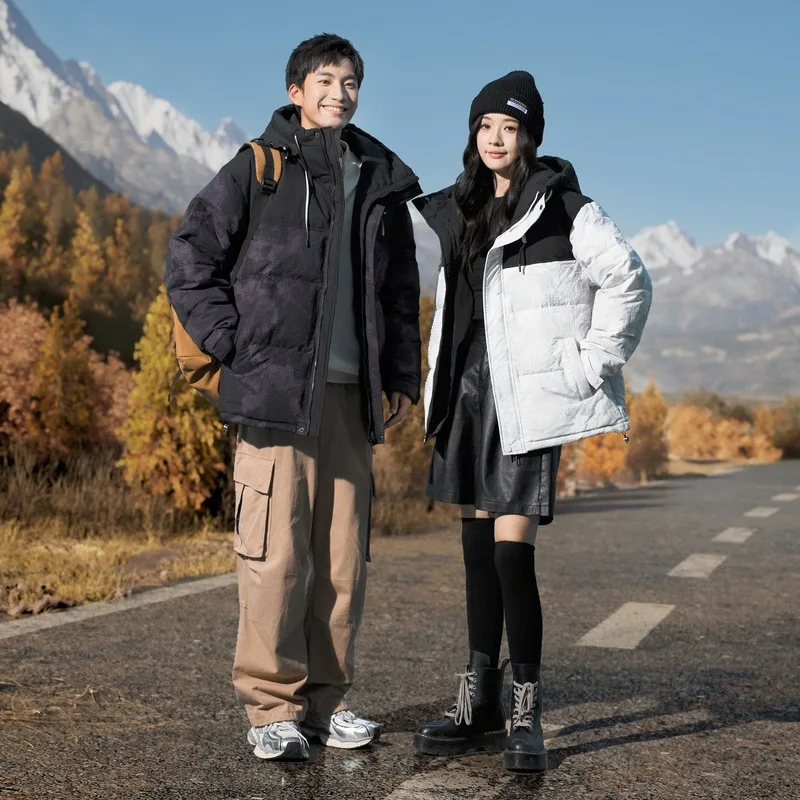 Winter new duck down to keep warm men and women the same couple hooded down jacket fluffy soft vitality sports