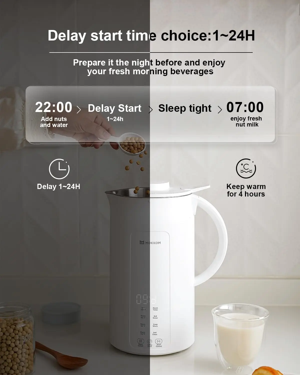 Средство для приготовления орехового молока, автоматическая машина для миндального молока на 42 унции для домашнего растительного молока, овся, сои, безмолочных напитков, соевого молока