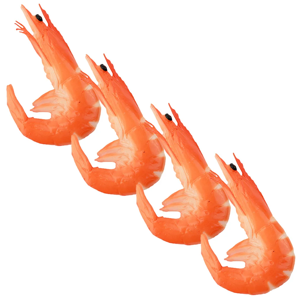 4 Pcs Crab Food Simulated Model Realistic Shrimp Fake Artificial Pvc Photo Props