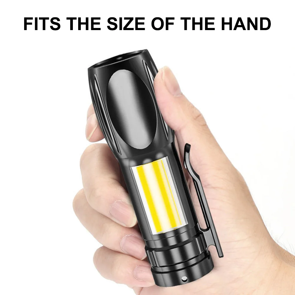 USB Portable LED Rechargeable Flashlight 3 Lighting Modes Long Range Camping Light Mini Torch Waterproof Built In Battery