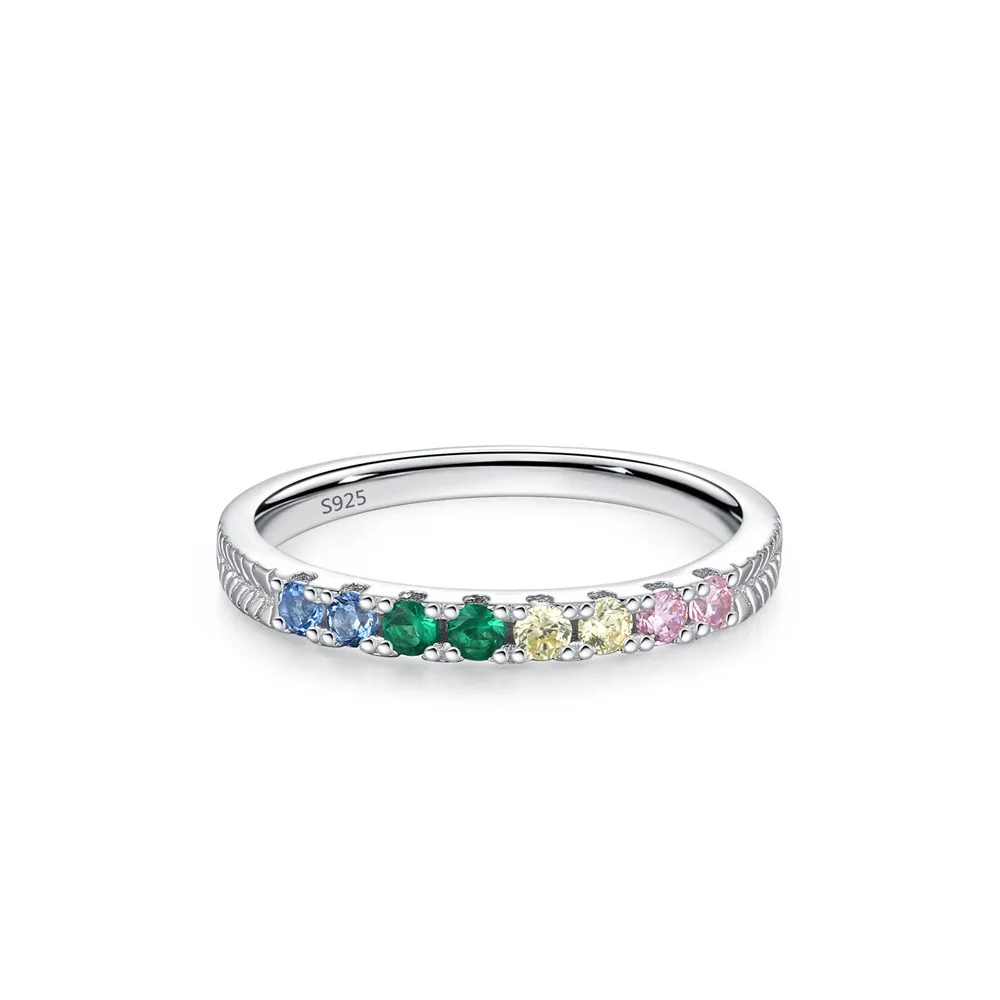 

Тонкое кольцо из стерлингового серебра 925 пробы с минималистичным цветным цирконом — микро-паве с ромбом (8x2 мм фиолетово-зеленых цирконов/браслет 1,2 мм)