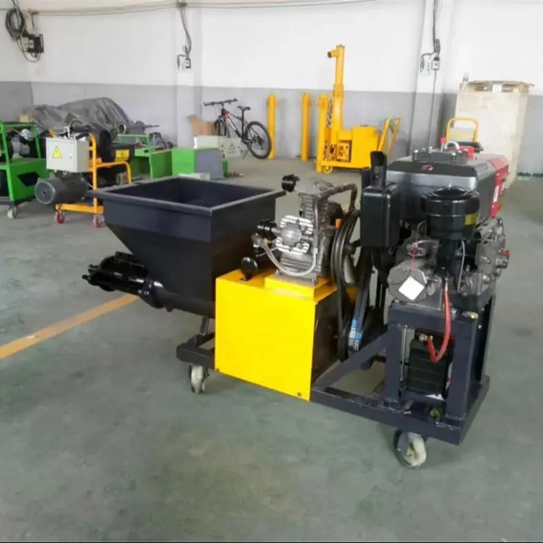 High Efficiency Diesel Concrete Sprayer Plaster Degreasing Mortar Sprayer with 100 Liter Hopper Pump Engine Core Components