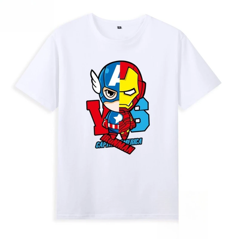 

Cotton Avengers Iron Man Captain America Fusion Short Sleeve Tee for Kids Casual Superhero Top New Arrival