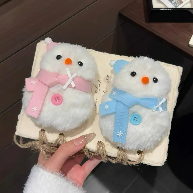 1/2Pcs Plush Snowman Pendant Mini Plush Snowman Doll Pendants Christmas Hangings Soft Stuffed Fluffy Snowman Cartoon Keychain