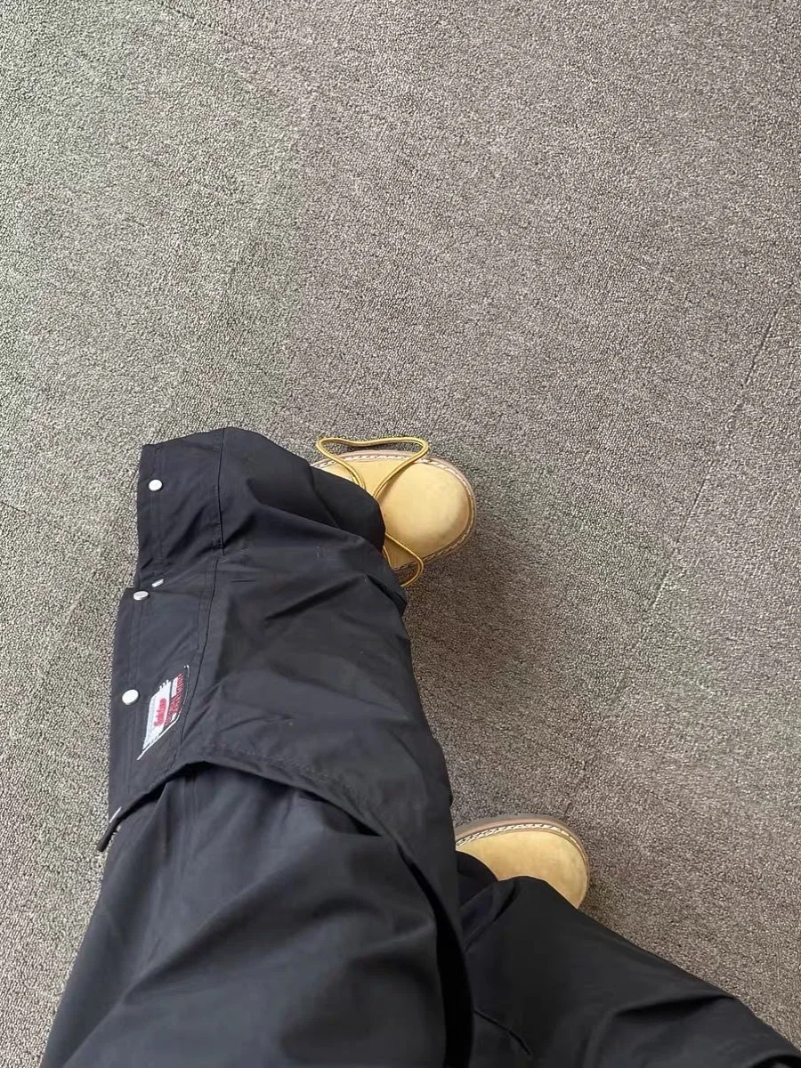 

Американские рабочие брюки с боковыми пуговицами, мужские свободные элитные повседневные брюки, драпированные прямые брюки, модные молодежные брюки