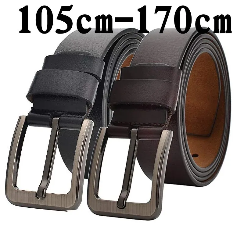 Men Leather Belt  150 160 170cm 2022 Large Luxury Designer Split High Quality Black Coffee Casual Pants Jeans Factory Wholesale