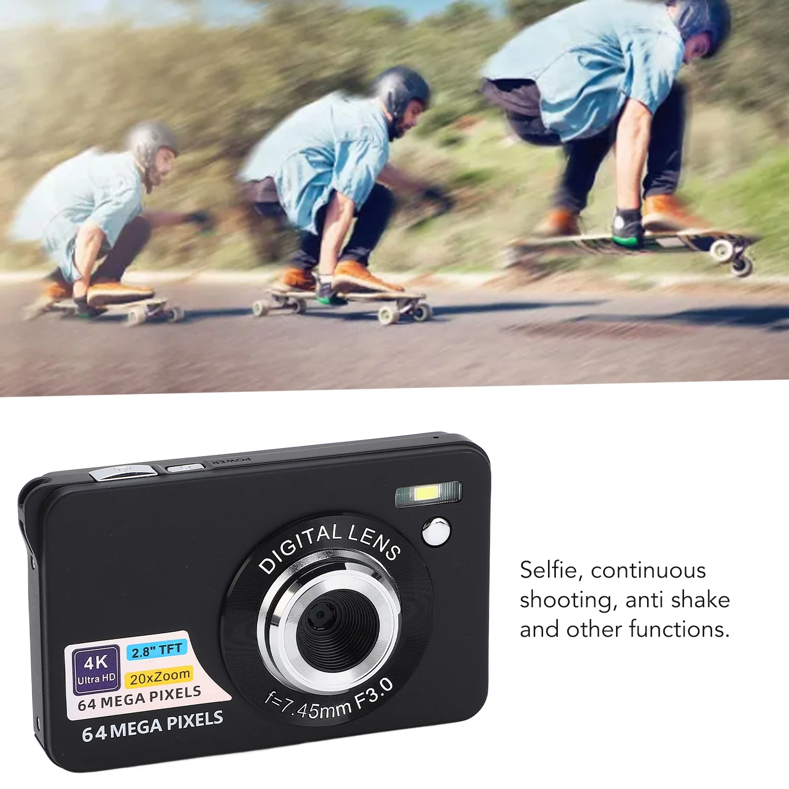 Cámara Digital HD de 2,8 pulgadas, 4K, 64MP, Zoom 20X, cámara portátil con enfoque automático para niñas, niños y adolescentes, cámara Digital de 2,8 pulgadas