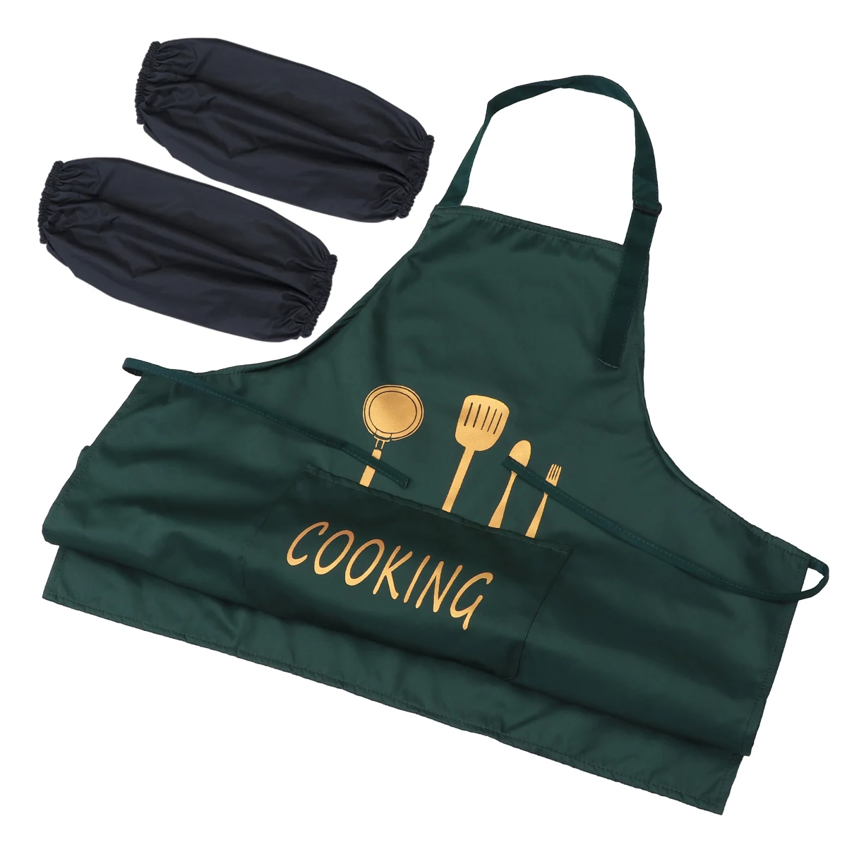 

2pcs 1 Set Nordic Style Waterproof Apron 3 Layers Kitchen Accessories Oilproof Unisex Dark Blue Black Oversleeves