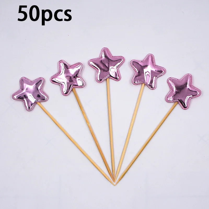 50 Stück Einweg-Bambusstäbchen für Geburtstagskuchen, Dekoration, Party, Hochzeit, Dekorationen, Tisch, Gemüse und Obststäbchen – Detail 9