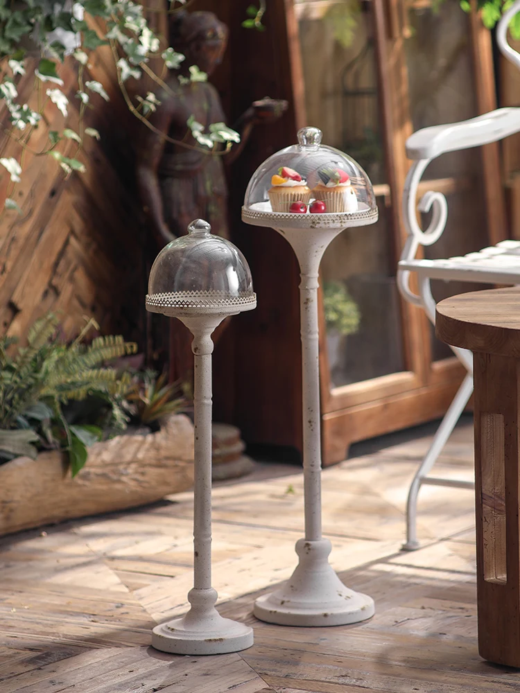 

Retro Cake Tray Stand with Cover Afternoon Tea Dessert Table Display Stand Photo Props Floor Decoration Handmade Iron Art