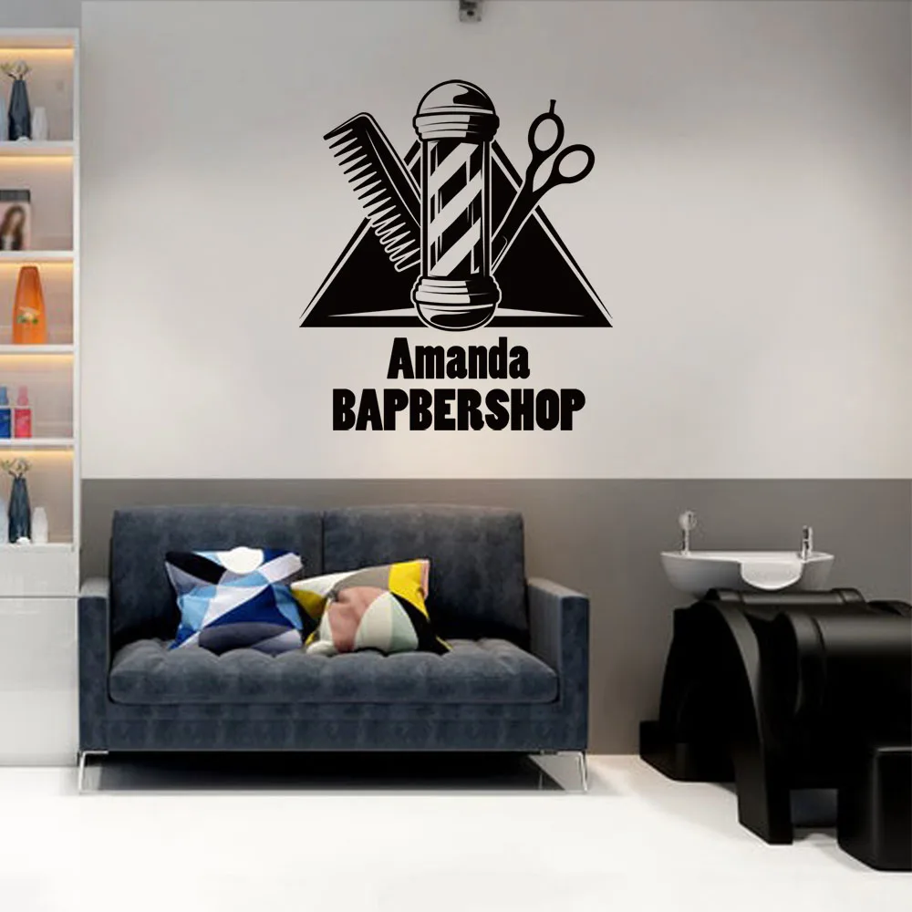 1PC Hot Sale Barbershop Personalized Text Wall Sticker Home Decor Decoration For Home Decor Vinyl Decals