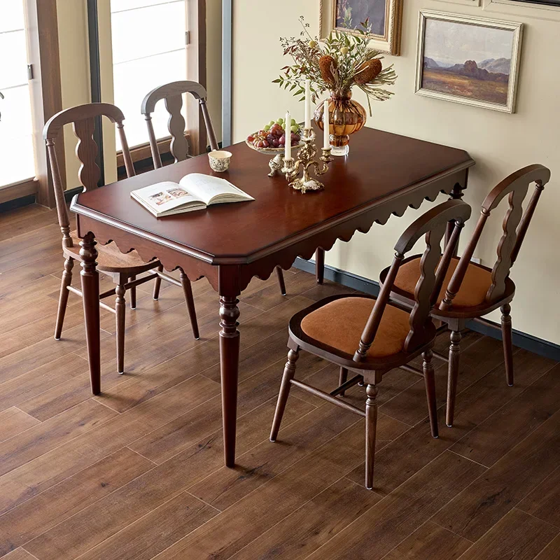 Mesa de jantar quadrada retrô de madeira maciça, mesa de jantar de luxo com luz de nogueira preta doméstica, mesa de dupla finalidade