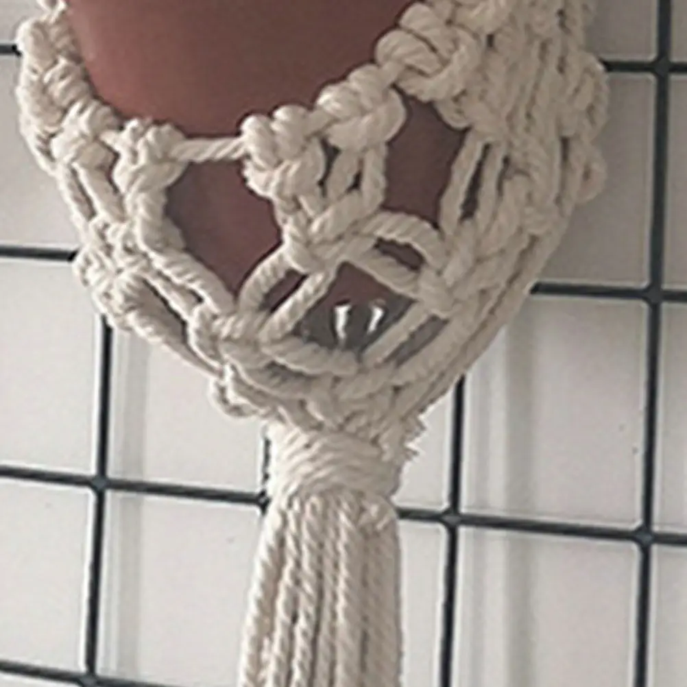 Cotton Rope Woven Hanging Basket Bohemian Style Plant Holder Wall Mount Ceiling Sling for Indoor Outdoor Plants Succulents