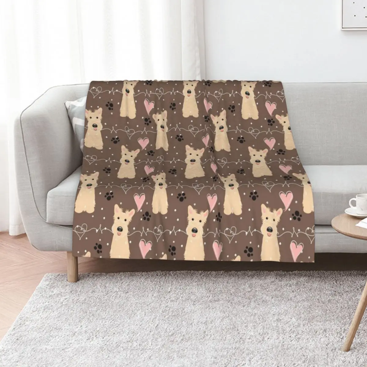 LOVE Wheaten Scottish Terrier Throw Blanket Sofas for babies Soft Shaggy valentine gift ideas christmas gifts Blankets