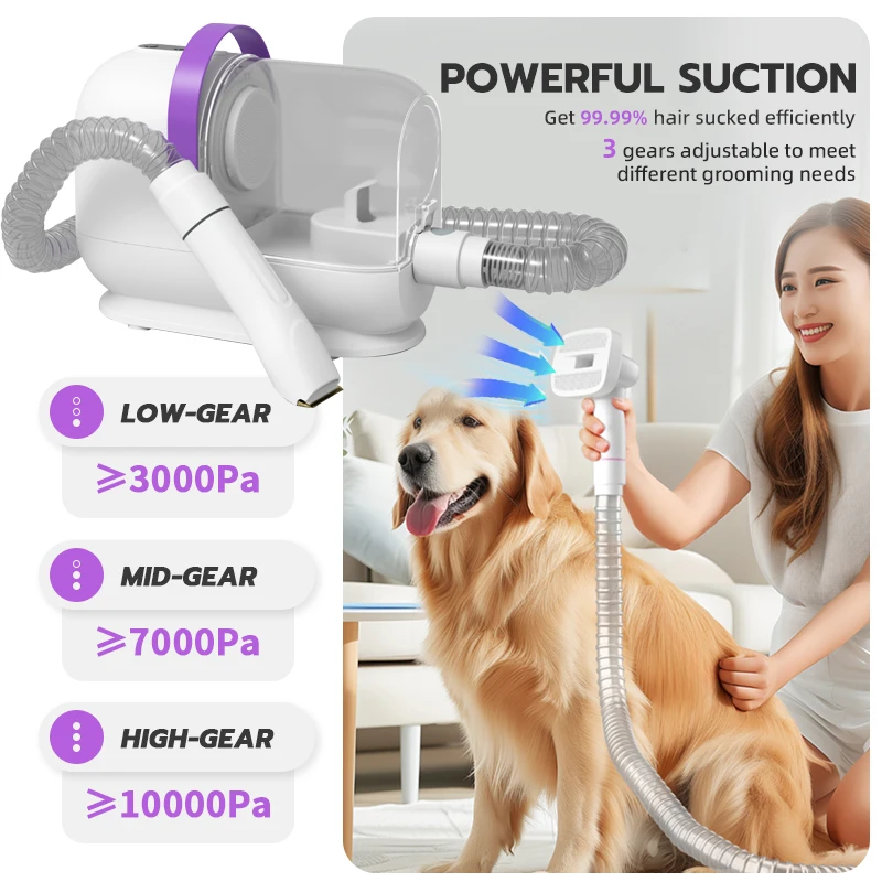 Factory Pet Grooming Kit Electric Trimmer Dog Cat Grooming Brush Tools Pet Hair Vacuum 6-in-1 Pet Grooming Vacuum Cleaner Set view 2