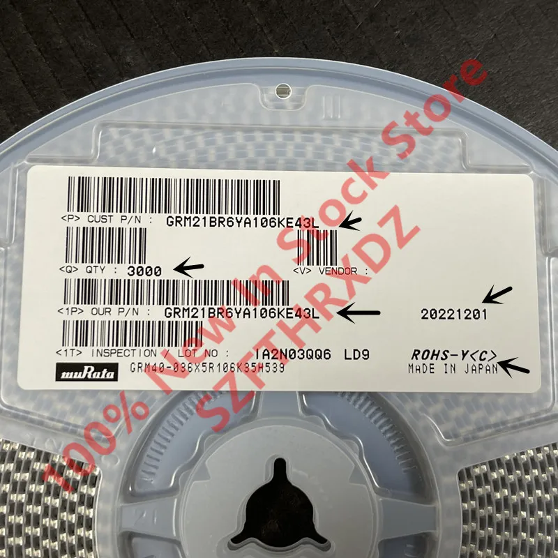 100% NEW ORIGINAL GRM21BR6YA106KE43L Cap Ceramic 0805 10uF 35V X5R 10% T/R (3000PCS=1REEL)