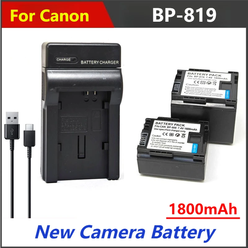 

1800mAh BP-819 BP819 Battery Charger For Canon FS300 FS100 XA10 FS11 FS10 FS21 FS22 FS31 HG30 HG21 HG20 HF21 HF11 BP 809 807 808