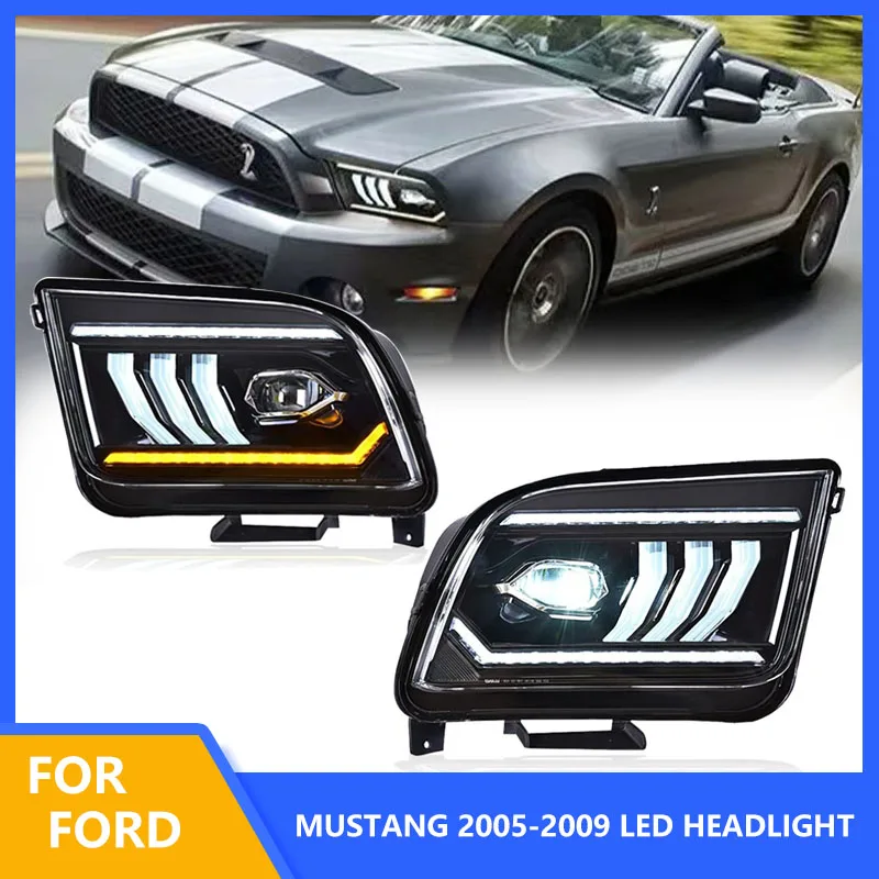 2 Pcs Car Lights For Ford Mustang 2005-2009 LED Headlight Modified Front LED Headlamp Plug And Play Assembly Accessories