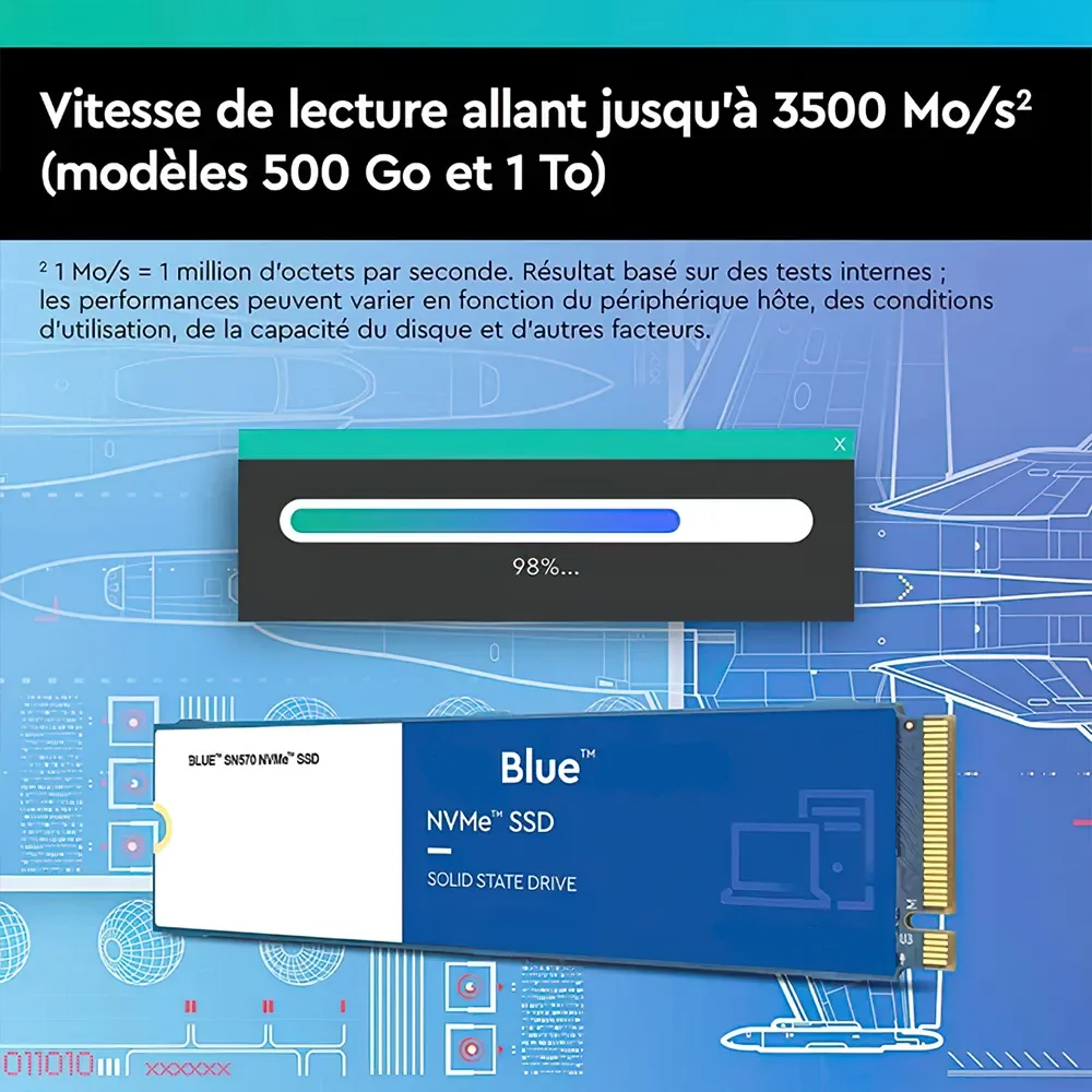 Neues blaues sn570 nvme 2tb 1tb 500gb 250gb ssd pcie3.0 * 4 m. 2 internes Solid-State-Laufwerk für Laptops PC