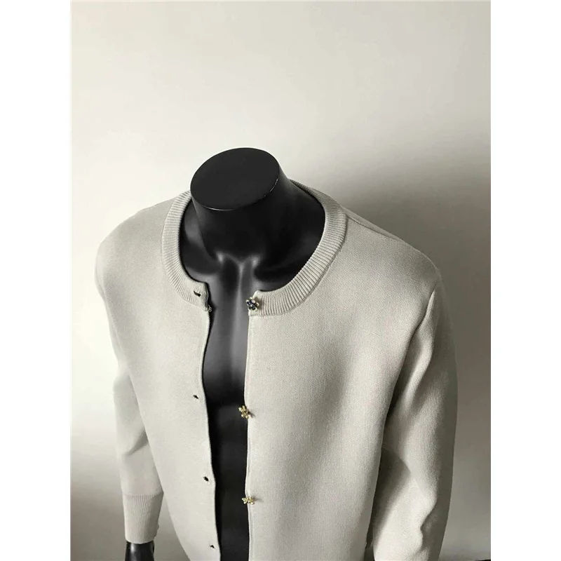 

Ранняя осень, смешанный вязаный кардиган, мужской джемпер серии Miu, высококачественный простой свитер на пуговицах, корейская повседневная верхняя одежда