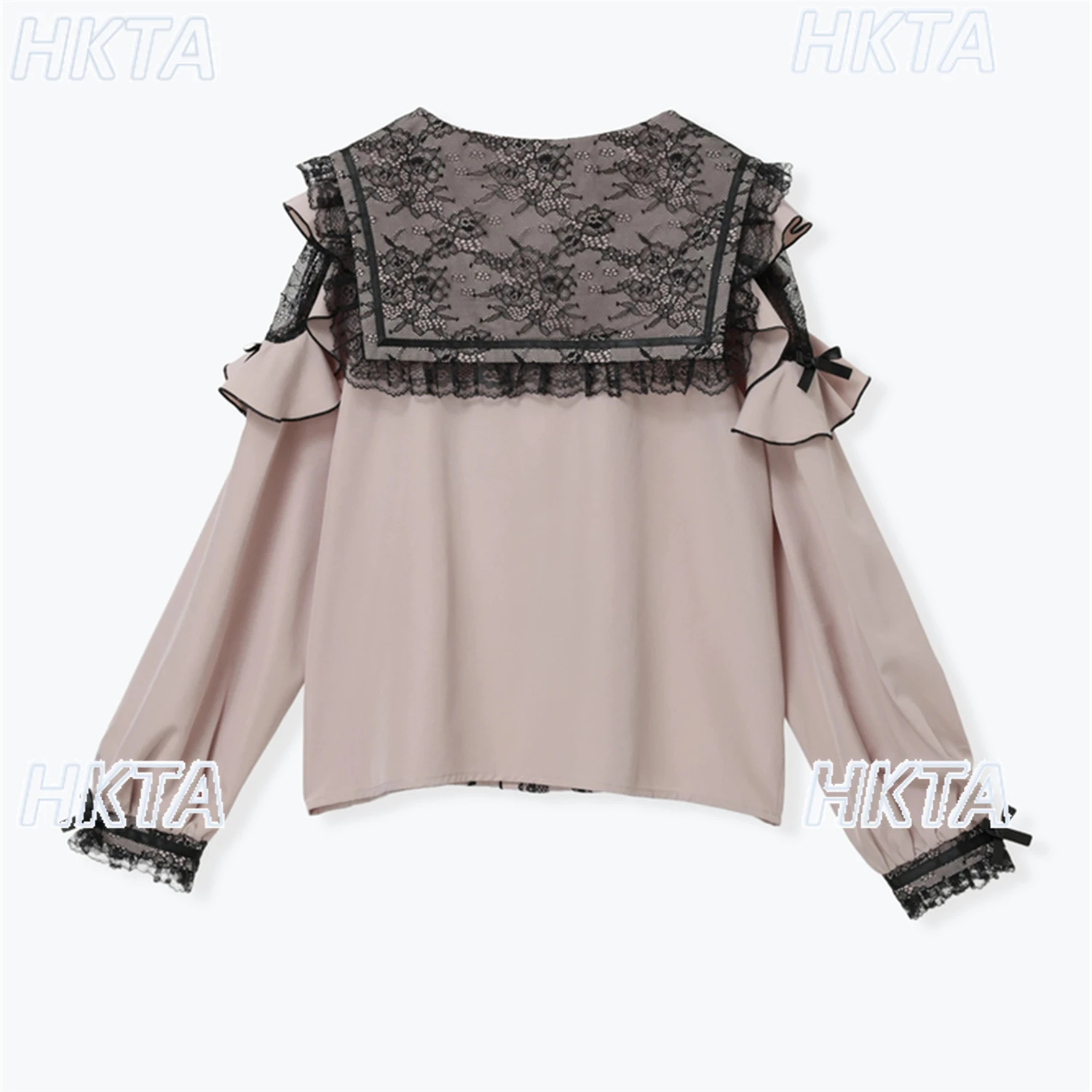 

Японская готическая темно-синяя рубашка с длинным рукавом и кружевным бантом, милая рубашка в стиле Лолиты, топы для женщин, осень 202, субкультура, клетчатая блузка для женщин