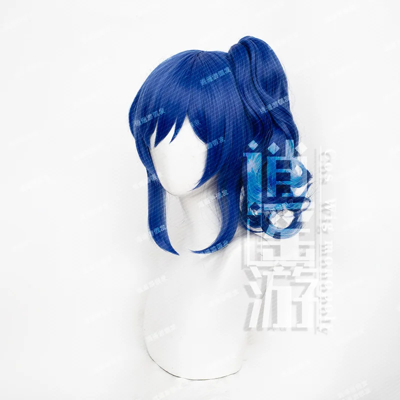 Kiriya Aoi Cosplay Wig Anime Aikatsu 40CM Blue Ponytail Heat-resistant Synthetic Wig Halloween Cosplay Kiriya Aoi Wigs+Wig Cap