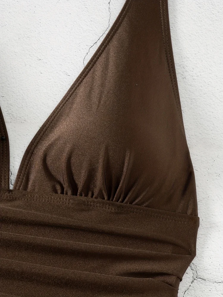 Bikini Donna Costume da bagno 2026 Nuovo Solid Halter Bikini Set Sexy Vita alta Costumi da bagno Estate Due pezzi Beachwear Costume da bagno femminile