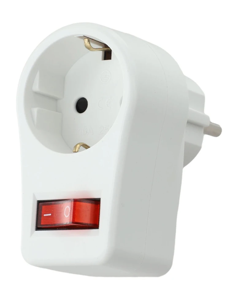 European Ty-pe Conversion Socket With Switch 16A 250V Power Adapter Outlet For EU Germany Travel Home Electrical Equipment