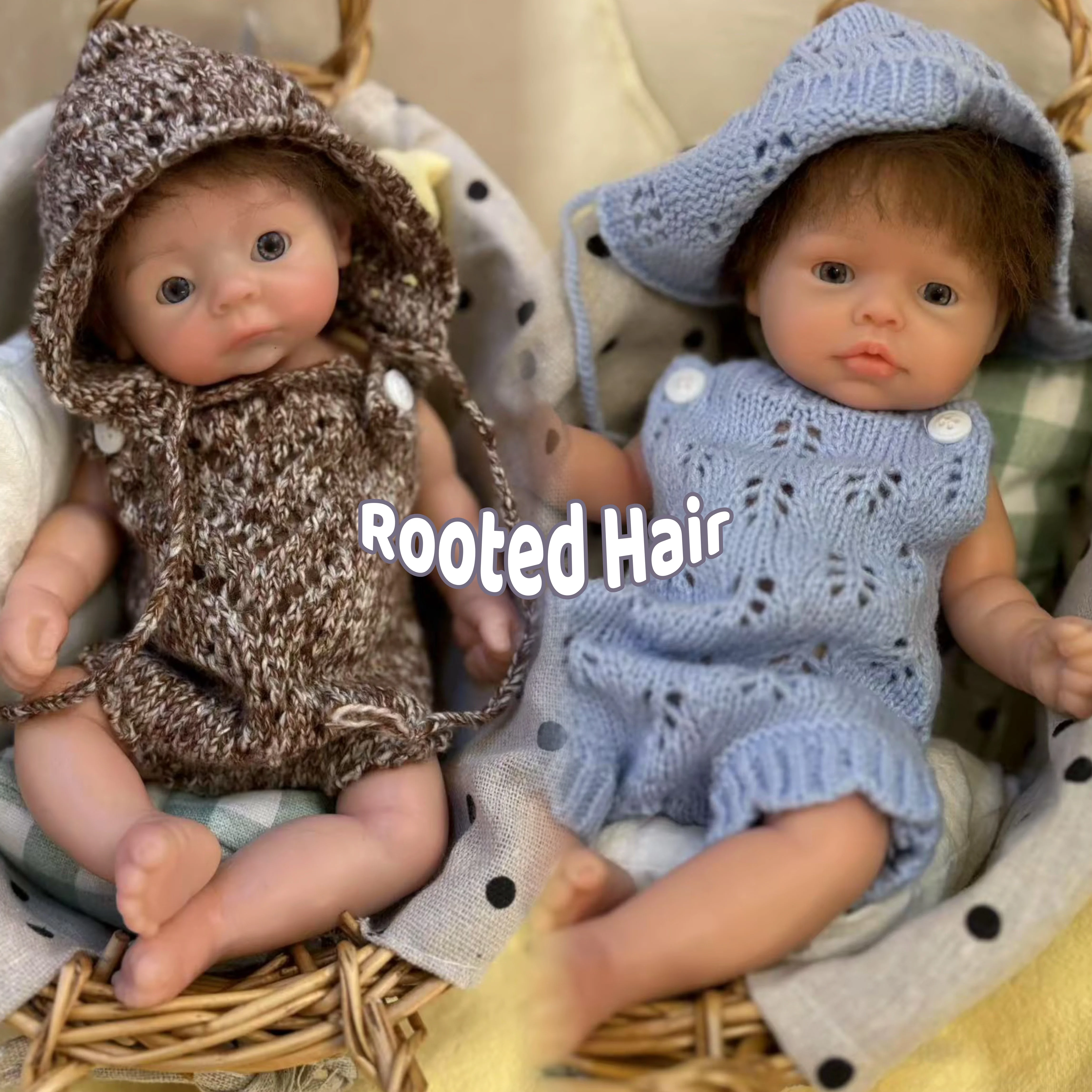 

10Inch/25cm Rooted Hair Open Eyes& Washable Solid Silicone Bebe Reborn Girls 3D Painted Skin Soft Touch Newborn Doll Best Gift