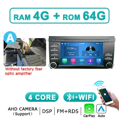 Draadloze Carplay autoradio Android 15 Auto multimediaspeler voor Porsche Cayenne 2005-2013 2 din autoradio stereo GPS BT 4G LTE
