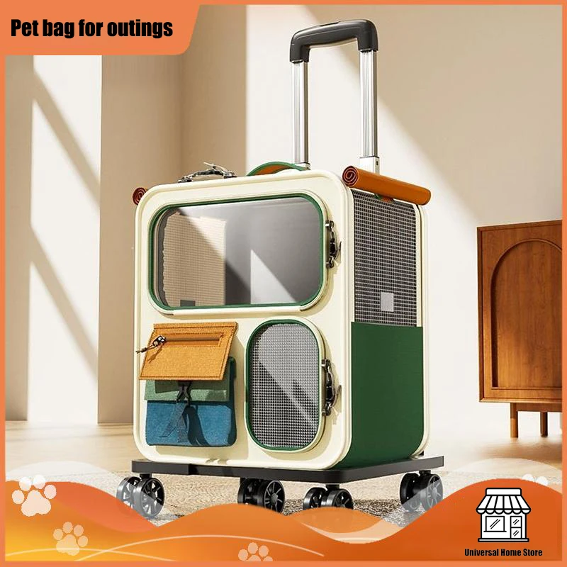 

Rolling Pet Carrier Backpack Breathable Mesh Detachable Trolley Large Capacity Cat Dog Travel Bag for Outdoor Walking Vet Visit