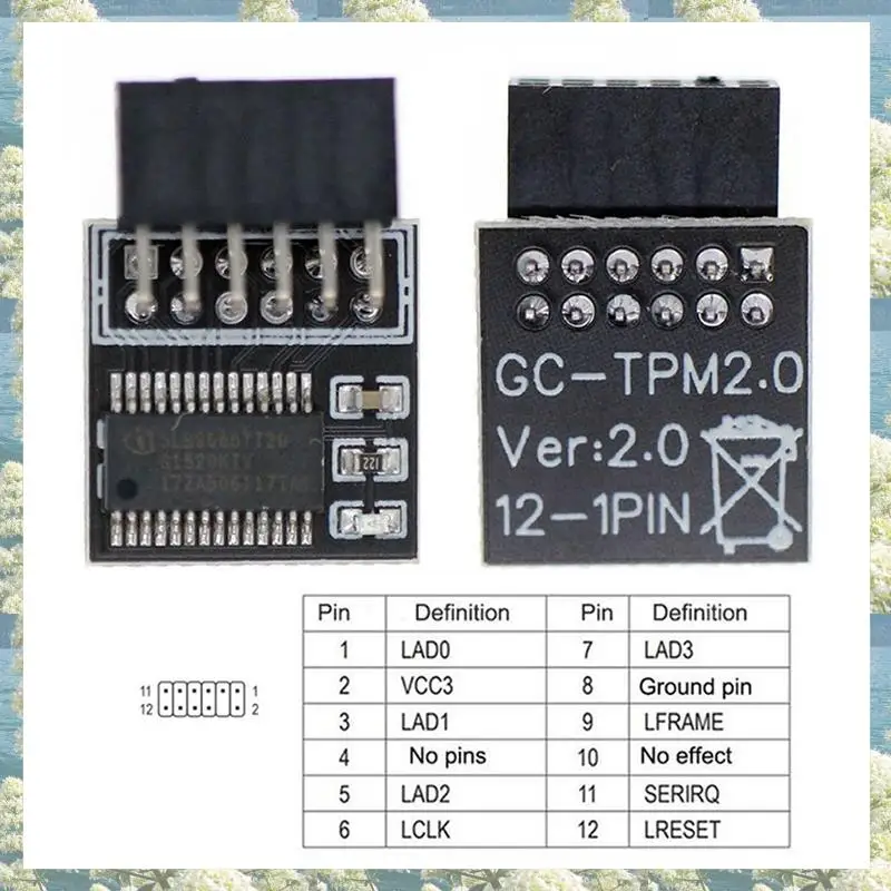Nowość-2X TPM 2.0 moduł bezpieczeństwa szyfrowania karta zdalna LPC-12PIN moduł dla GIGABYTE 12PIN LPC TPM2.0 LPC 12 Pin