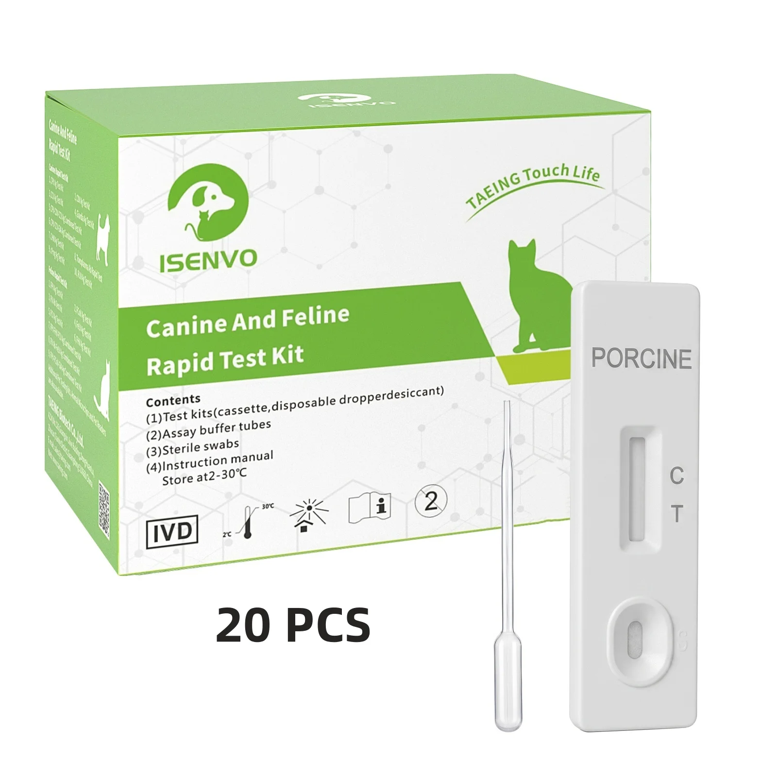 20PCS Porcine Rapid Test Kit For Qualitative Detection Of Specific Pork Antigens In Food