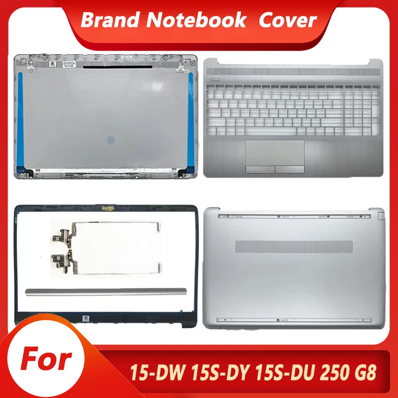 Nuevo para HP 15-DW 15-GW 15S-DU DR 15S-DY 250 255 G8 TPN-C139 cubierta trasera LCD para portátil bisagras de bisel frontal cubierta inferior plateada