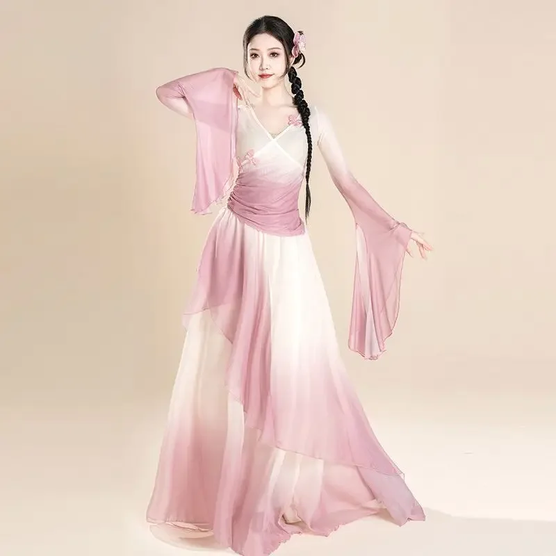 Classical Dance Costume Fairy Style Gradient Gauze Dress Women Charm Dress Set Fairy Style Training Costume Chinese Dance Wear