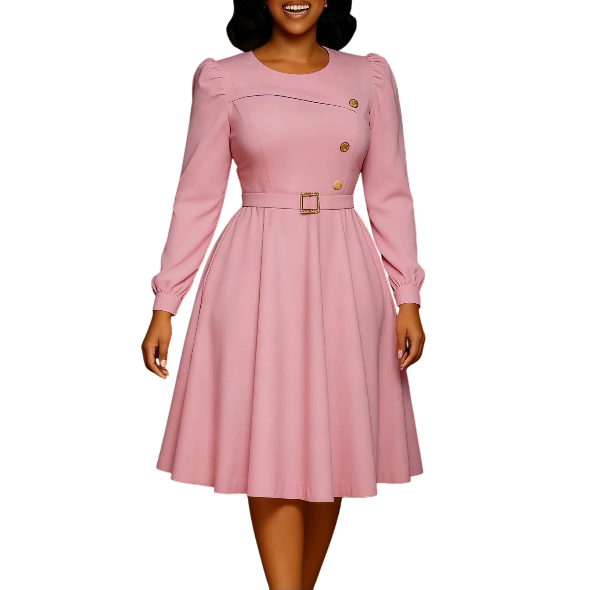 

Elegant Dashiki African Dresses for Women Spring African Long Sleeve O-neck A-Line Midi Dress S-3XL Africa Clothing Outfits 2026